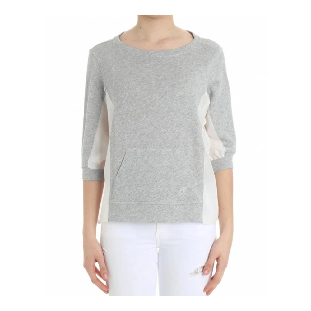 Emporio Armani Katoenen sweatshirt met kangoeroezak Gray Dames