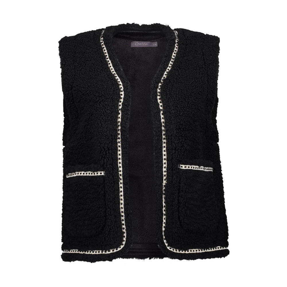 Geisha Geborduurde Teddy Gilet Black Dames