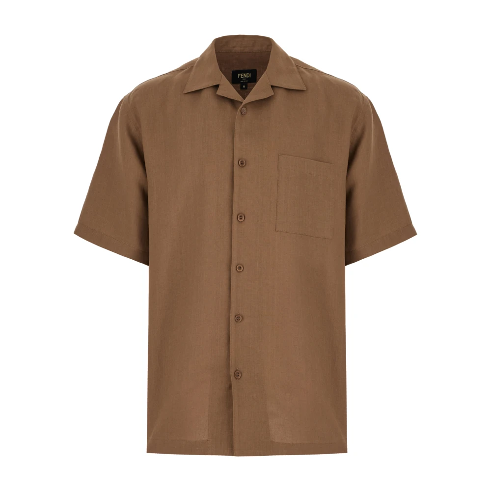 Fendi Mannelijk Bruin Overhemden Heren, M, Short Sleeve Shirts