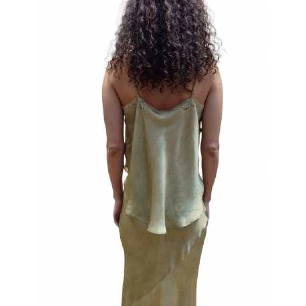 Mes Demoiselles Zijde Kant Olijfgroene Top Orlane Beige Dames