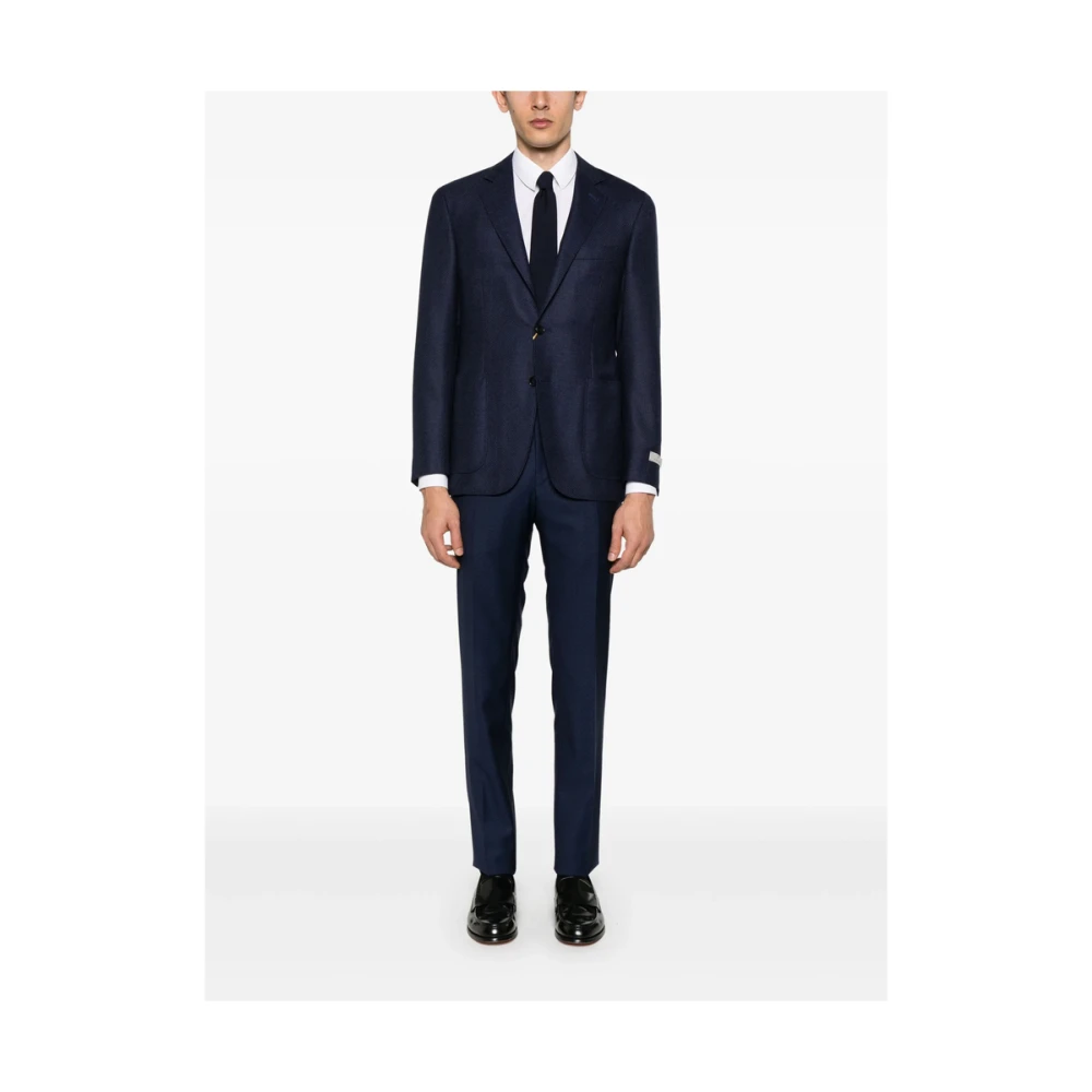 Canali Navy Blauwe Knoopjasje Lange Mouwen Blue Heren