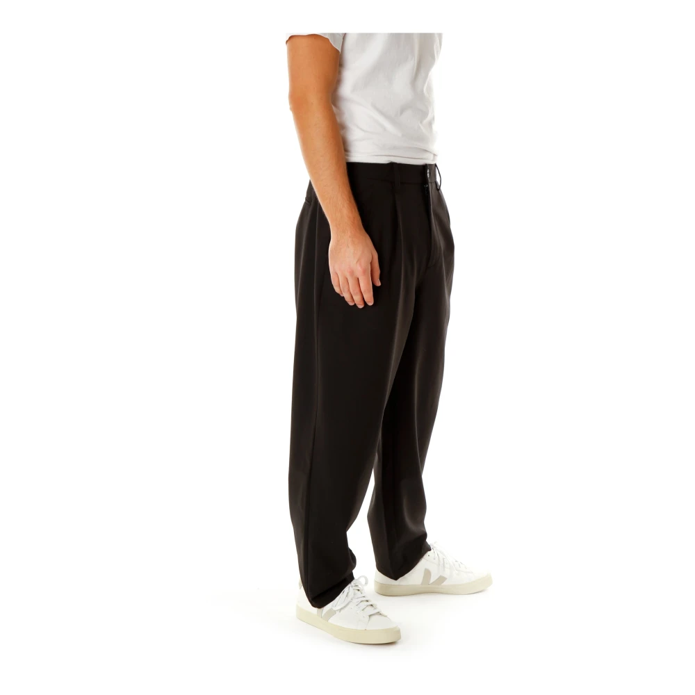 American vintage Relaxed Fit Broek met Middelhoge Taille Black Heren