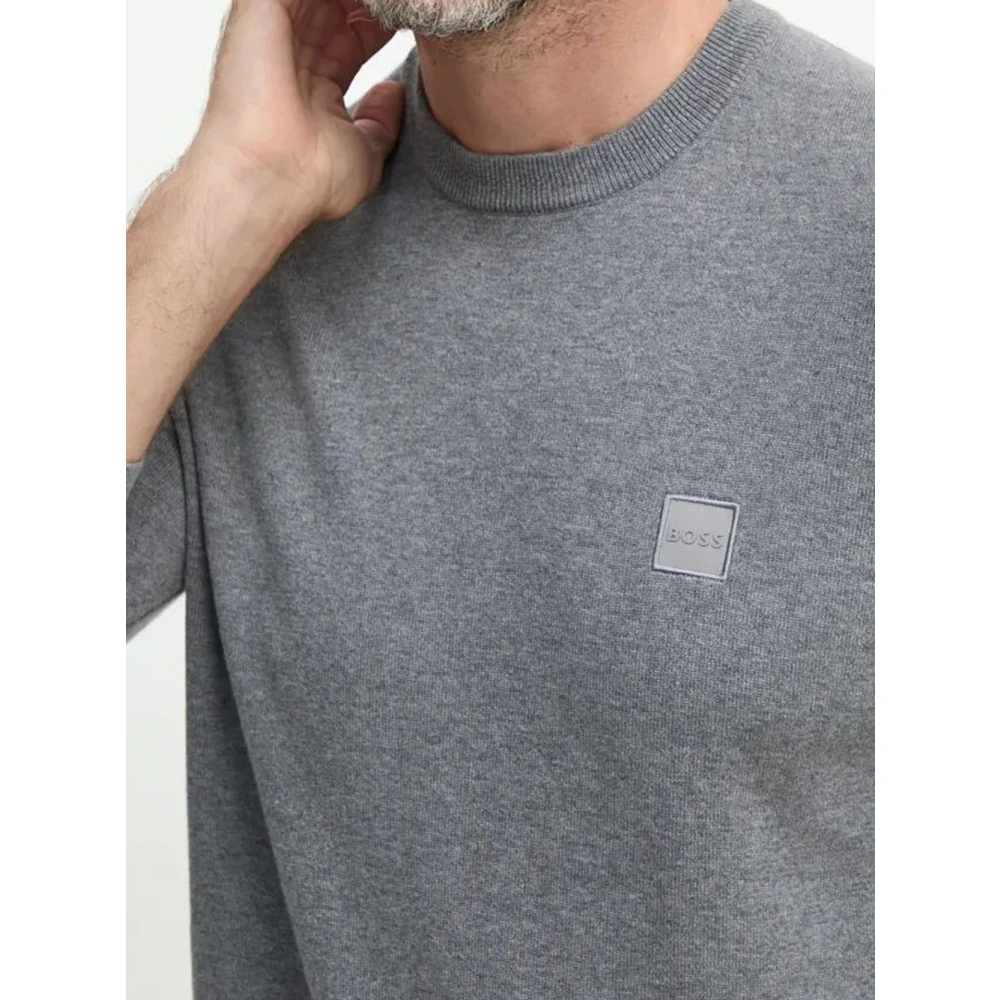 Hugo Boss Elegante Kasjmiertrui voor Mannen Gray Heren