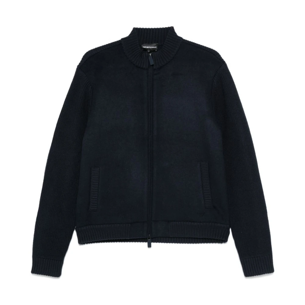 Emporio Armani Gebreide Vest met Panelen Blue Heren