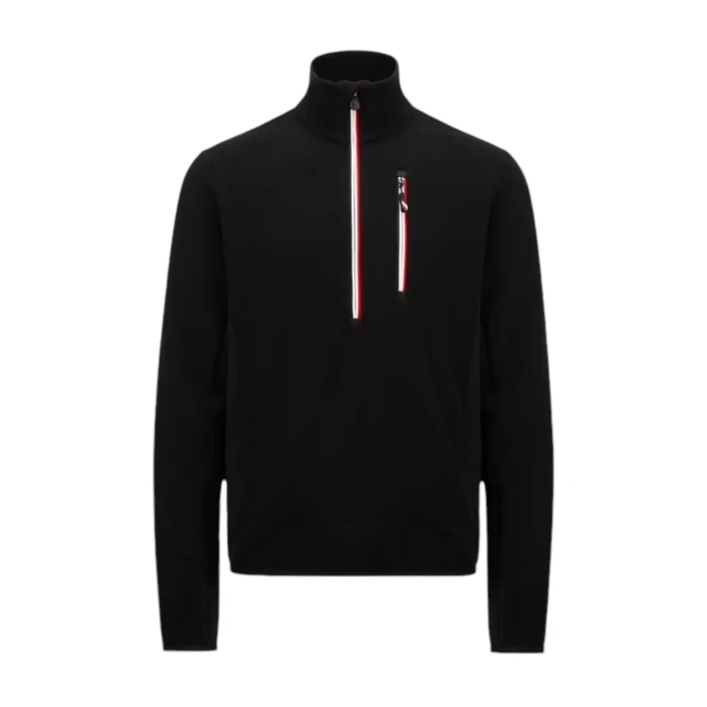 Moncler Zwarte Half-Zip Fleece Sweatshirt Black Heren