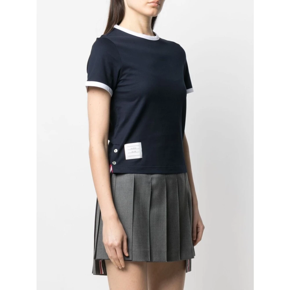 Thom Browne Gestreepte korte mouw mode tee Blue Dames