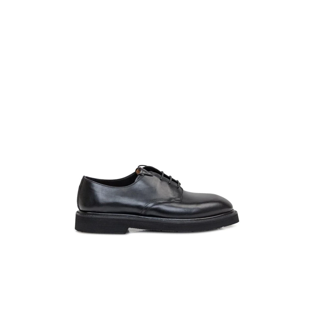 Premiata Men's Black Leather Lace-Up Derbies With Branded Insole - Laced Shoes - 10 Uk - Shoes