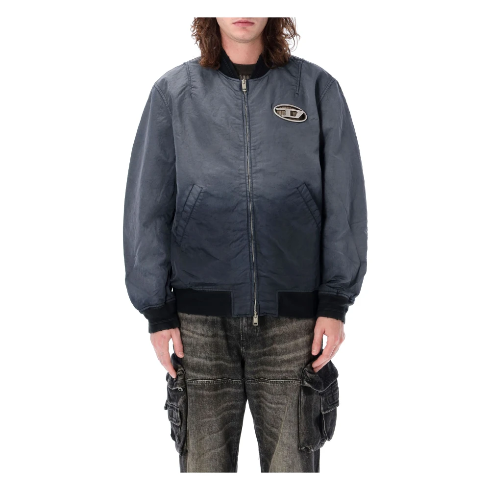 Diesel Blauwe Bomberjack met Geribbelde Details Blue Heren