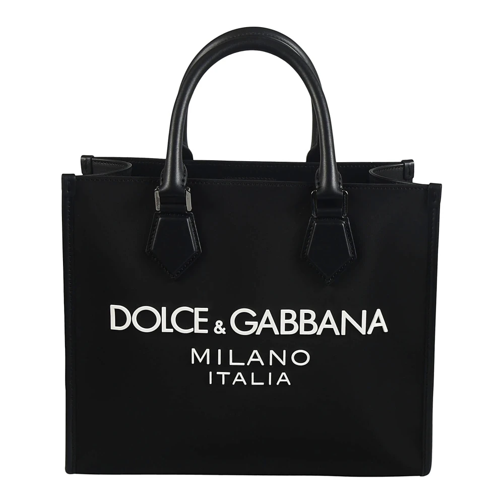 Dolce & Gabbana Schoudertas met canvas en leren afwerking Black Heren