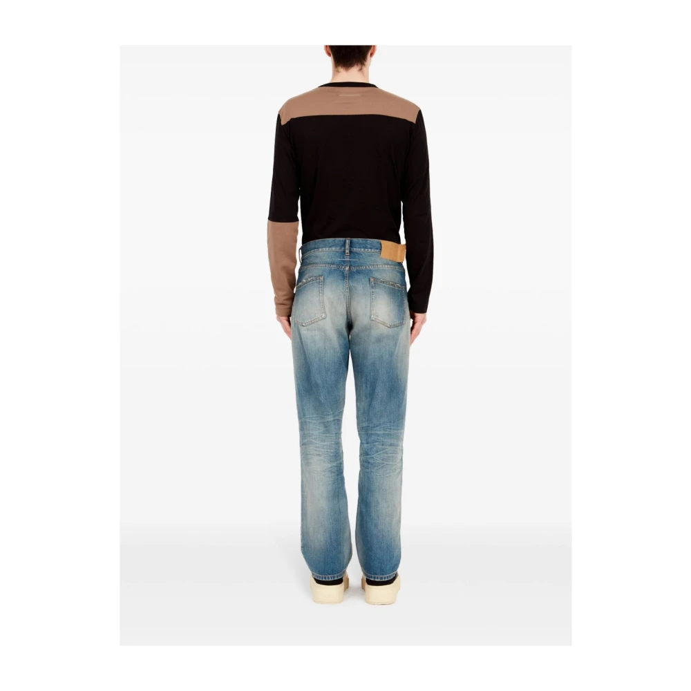 MM6 Maison Margiela Denim Straight Fit Jeans met Scheuren Blue Heren