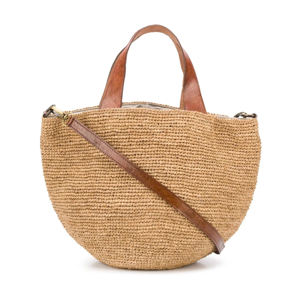 Ibeliv Bruine Stro en Leren Tote Tas Beige Dames