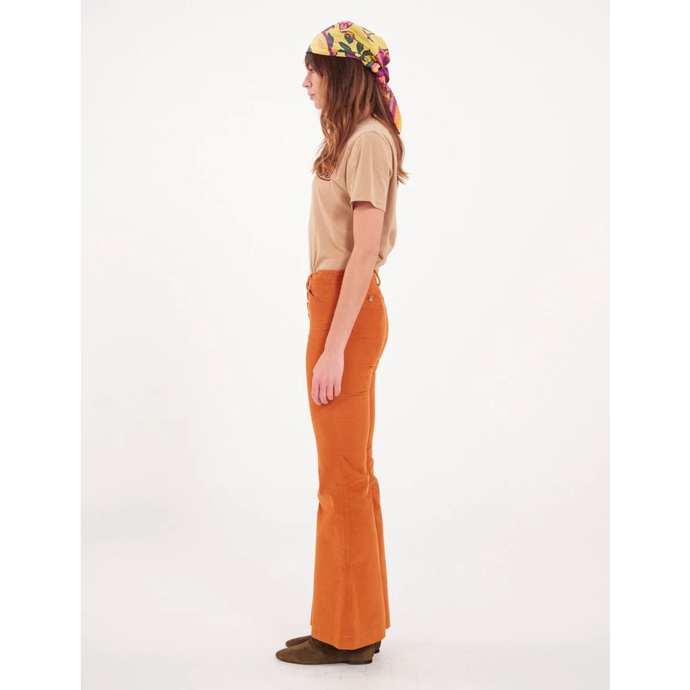 Ines De La Fressange Paris Flare Corduroy Broek Orange Dames