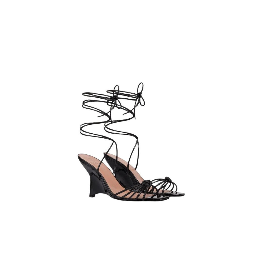 Philosophy Di Lorenzo Serafini Femme Noir - Sandales Compensées En Cuir Verni - Chaussures - Taille: 36 Eu