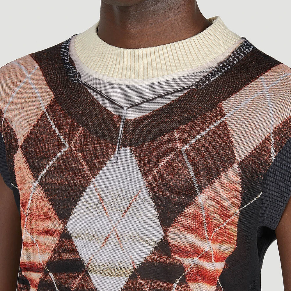 Y Project Mouwloze Sweater Top met Grafische Print Orange Heren