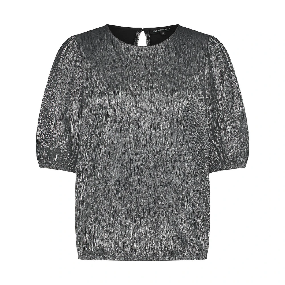 Tramontana Fancy Crinkle Korte Mouw Top Gray Dames