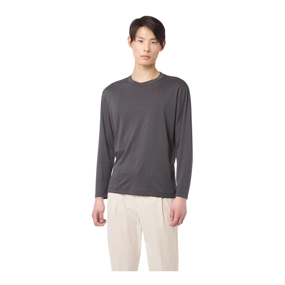 Eleventy Mannelijk Zwart T-Shirt Girocollo Ml Bordino