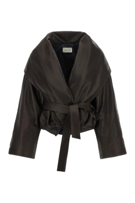 Maxi-jacka med draperad sjalkrage