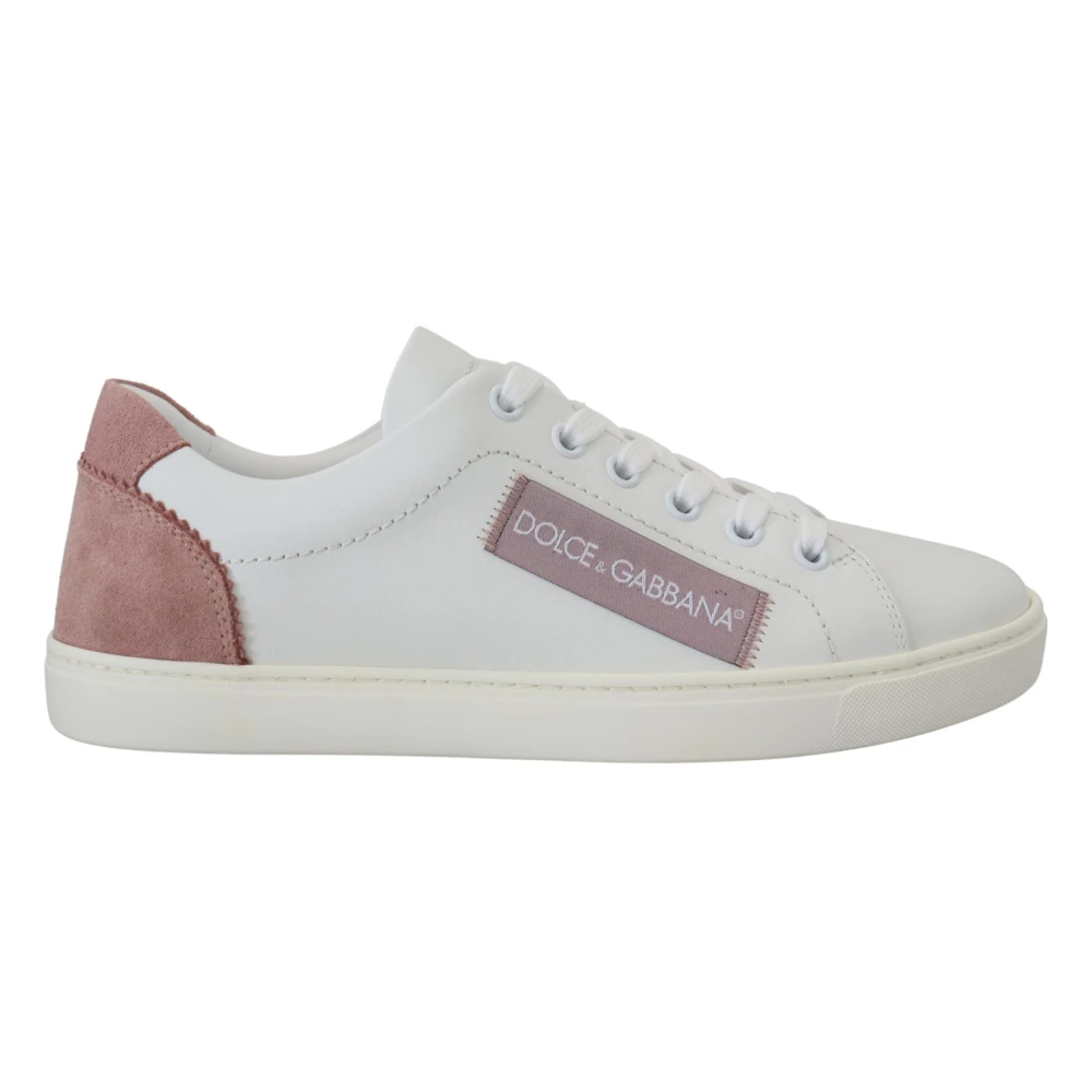 Dolce & Gabbana Sneakers, Female, 2 Uk, -Pink Leather Low-Top Trainers White