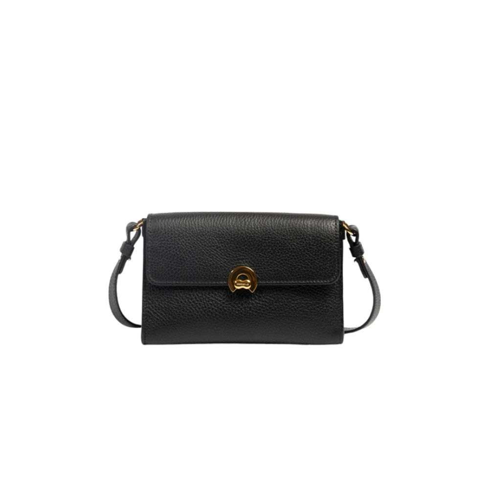Coccinelle Zwarte Schoudertas van Leer voor Vrouw Black Dames