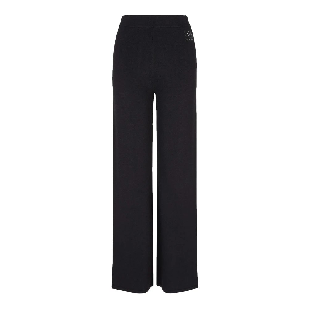 Armani Exchange Zwarte Palazzo Broek met Elastische Tailleband Black Dames