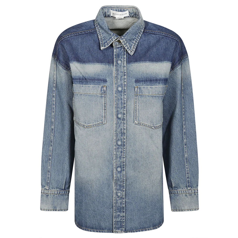 Victoria Beckham Oversized Denim Jack Blue Dames