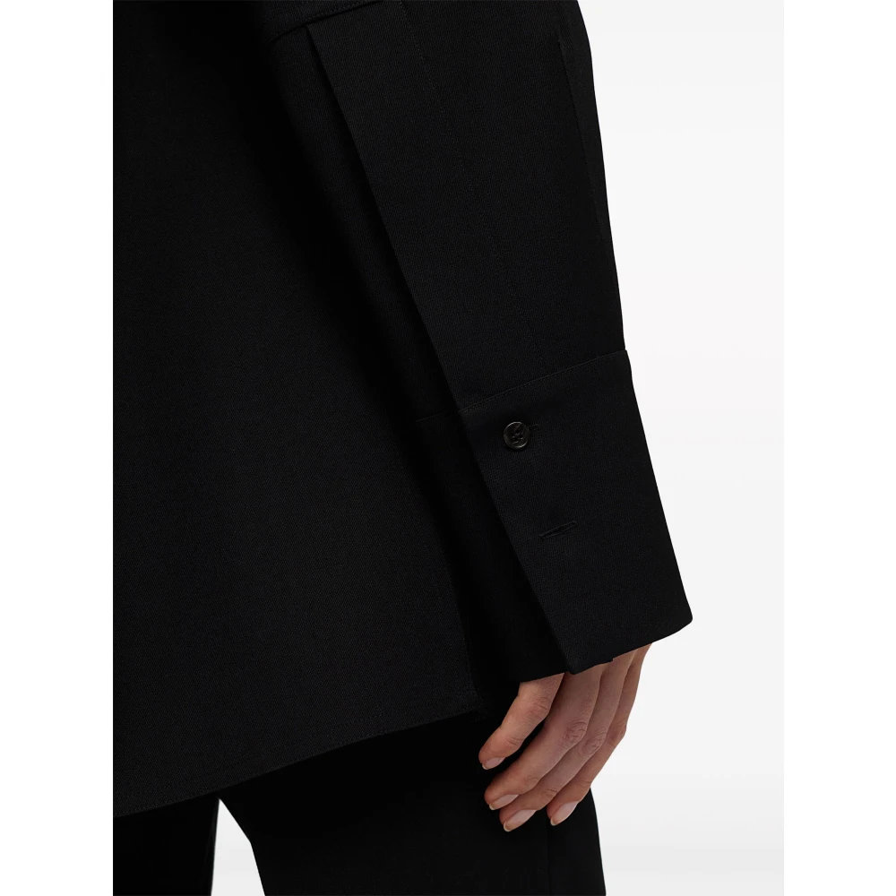 Jil Sander Zwarte Wollen Oversized Shirt Black Dames