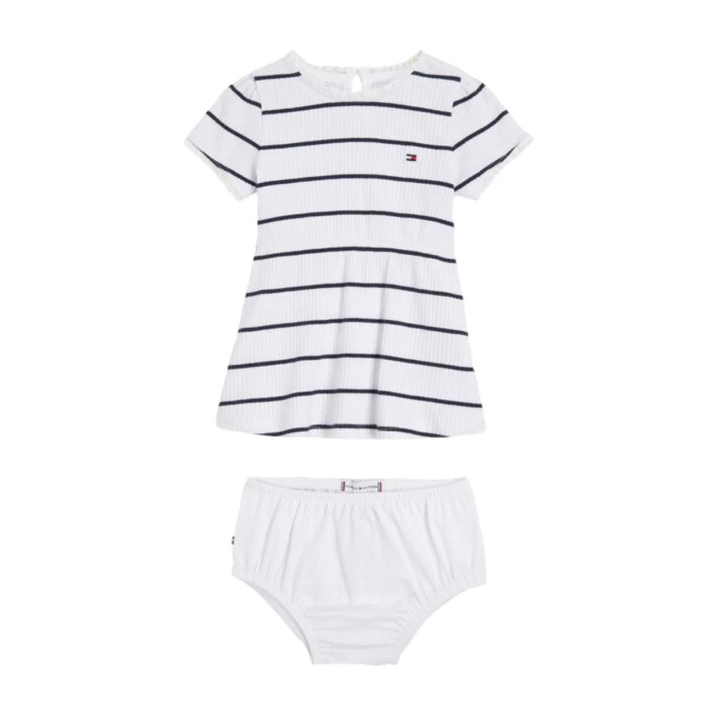 Tommy Hilfiger Girls White Baby Striped Dress - Kids Sets - 6 M - Kids
