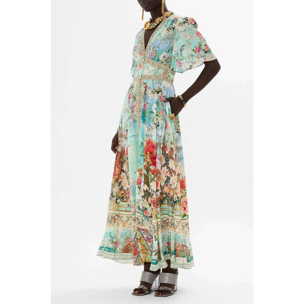 Camilla Zijden jurk met vlindermouwen Multicolor Dames