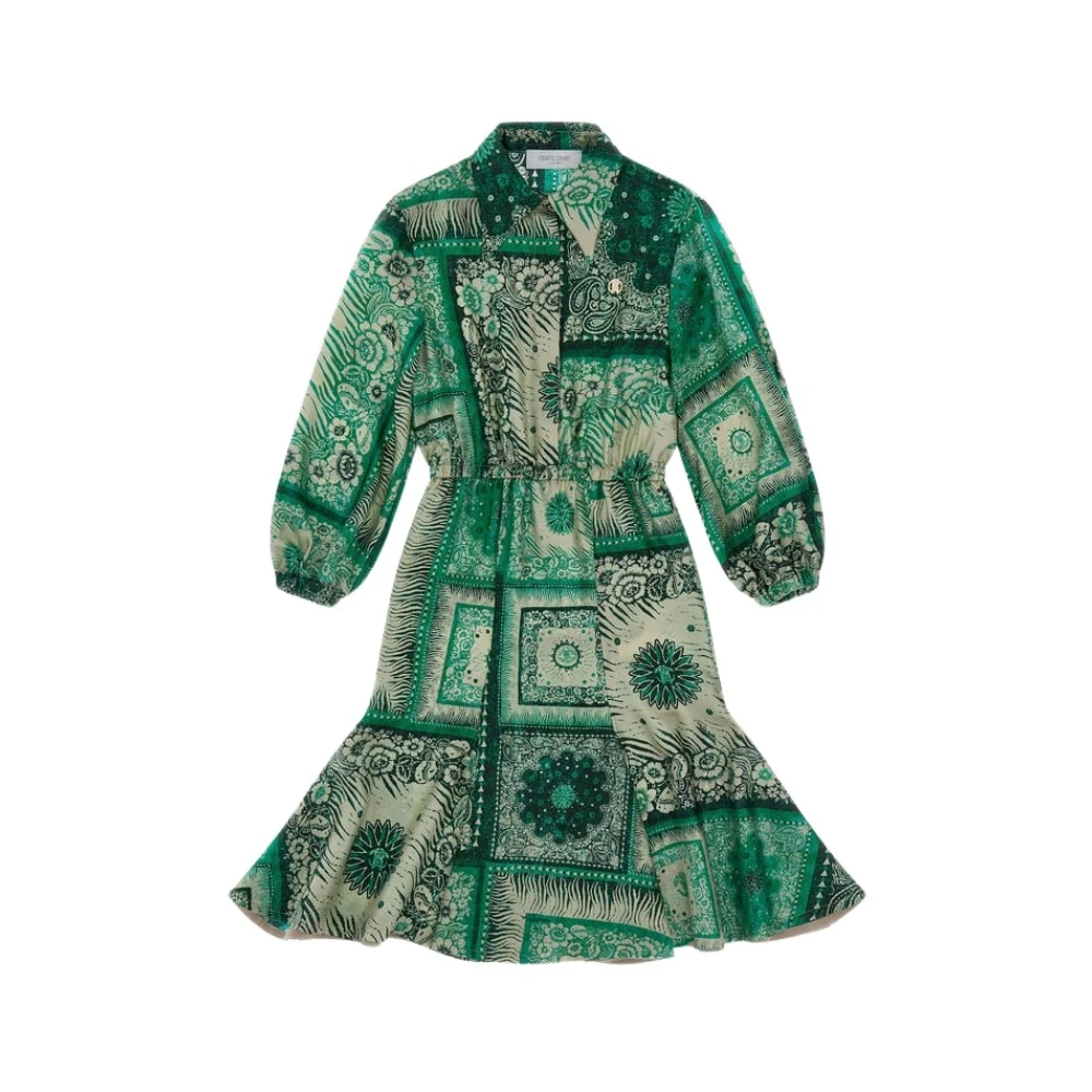 Roberto Cavalli Girls Green Dresses, 6 Y, Bandana Print Dress Made In Italy