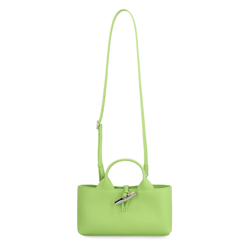 Longchamp Korrelige Leren Handtas met Antler Sluiting Green Dames