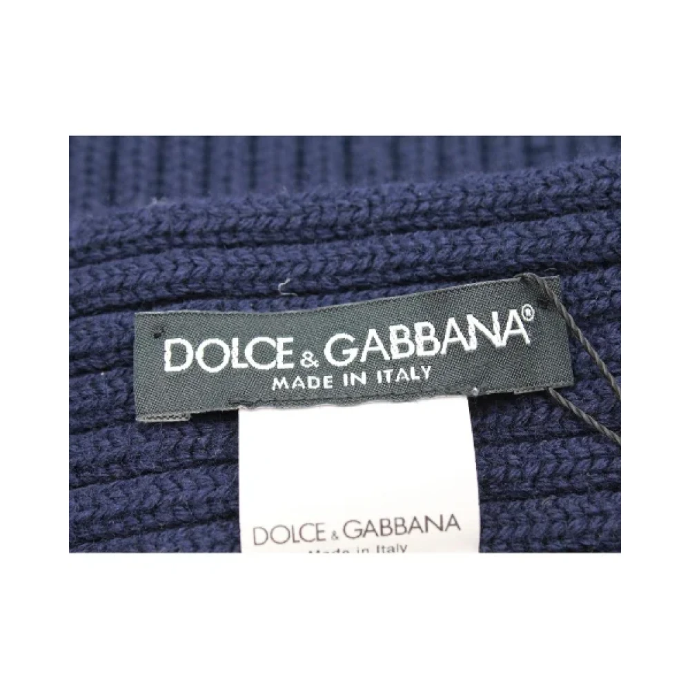 Dolce & Gabbana Pre-owned Blauwe Wol Ribgebreide Sjaal Blue Dames