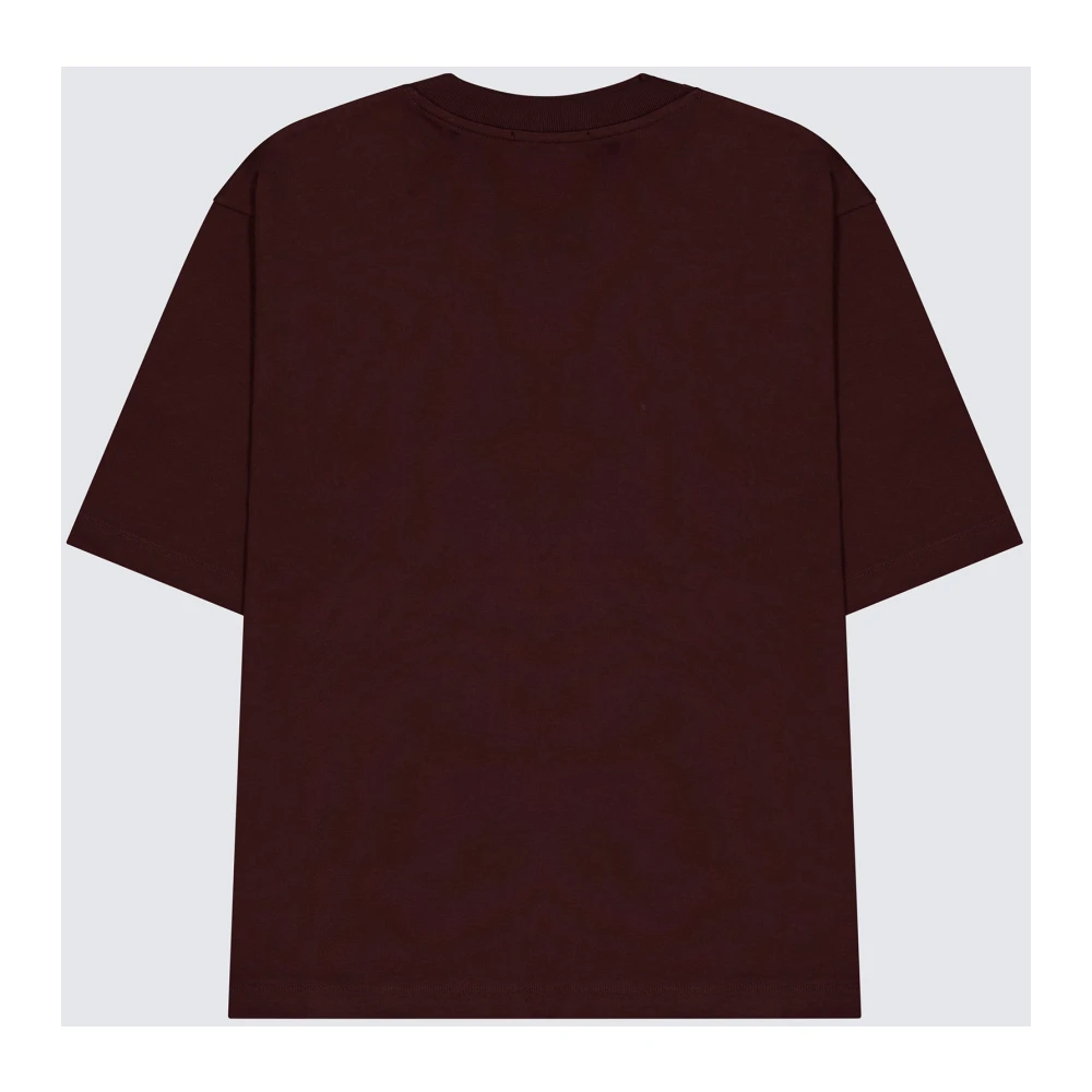 Laneus Comfortabele Boxy T-shirt met geborduurd logo Brown Unisex