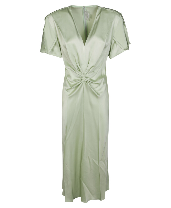 robe-midi-col-en-v-avec-detail-fronce