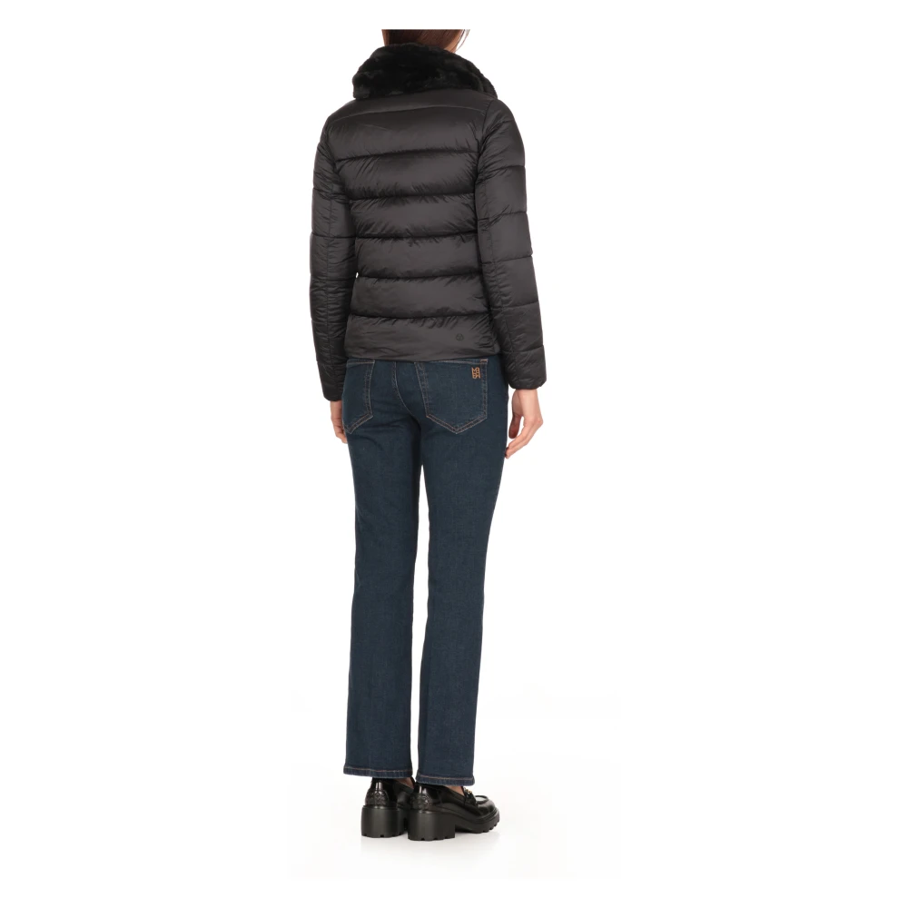 Save The Duck Zwarte Gewatteerde Korte Jas Vrouw Black Dames