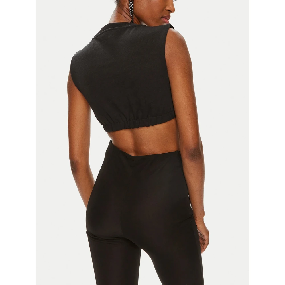 PATRIZIA PEPE Zwart Cropped Top met reliëf Fly Black Dames