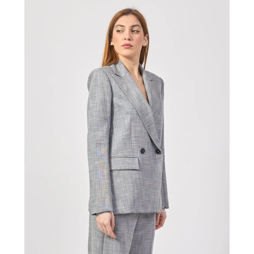 PATRIZIA PEPE Essentiële Grijze Jassen Dubbel-Borst Design Gray Dames
