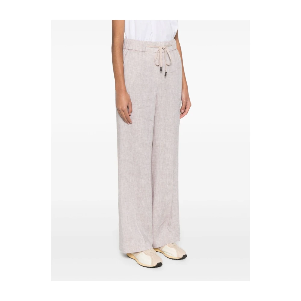 PESERICO Beige Linnen Broek voor Vrouwen Beige Dames