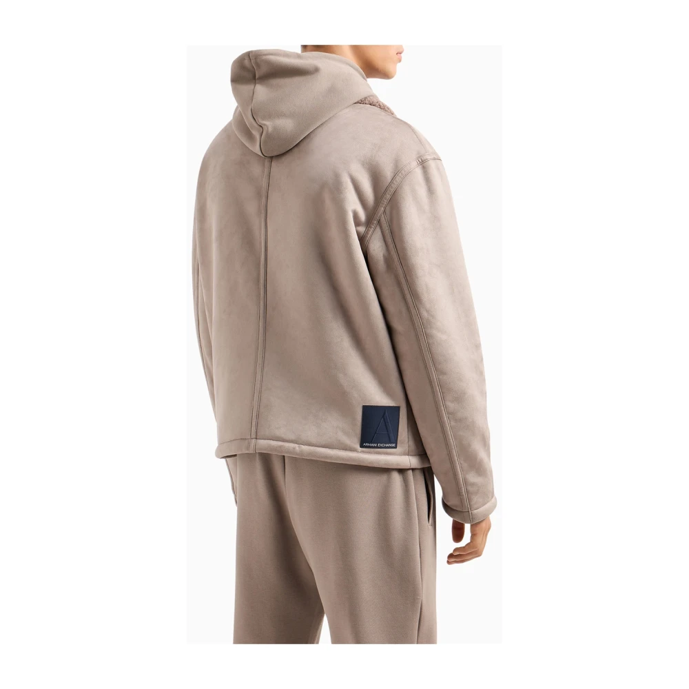 Armani Exchange Ecoshearling Jas met Ritssluiting Beige Heren