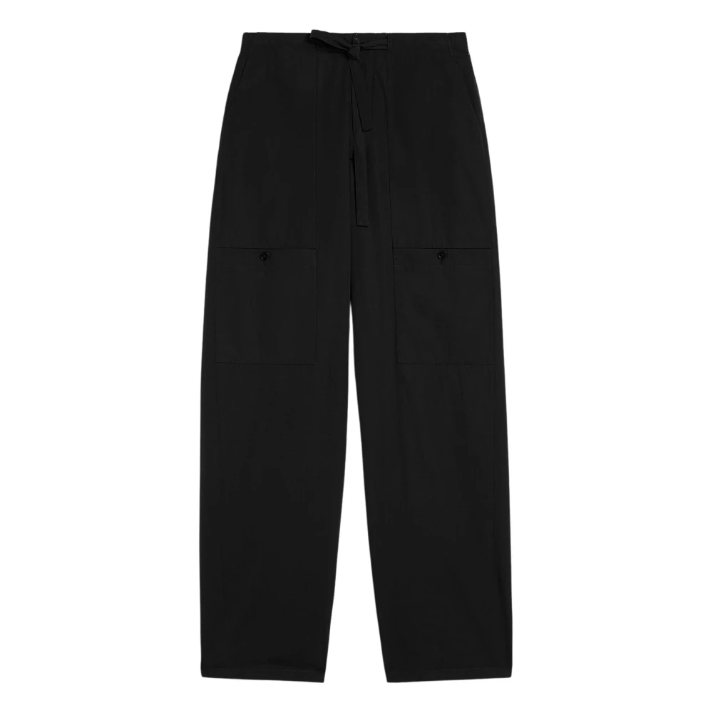 Jil Sander Men's Black Cotton Poplin Cargo Trousers - Wide Trousers - L - Trousers
