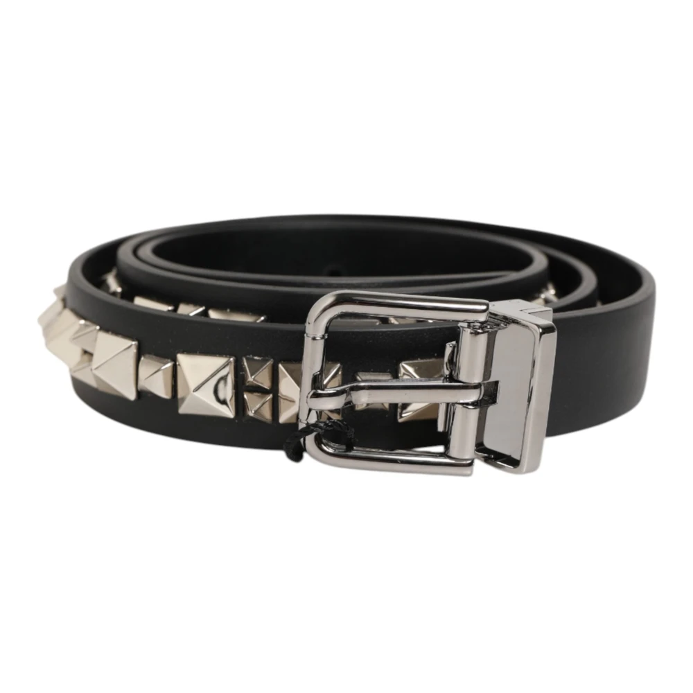 Dolce & Gabbana Unisex Nero - Cintura In Pelle Con Borchie E Fibbia Argentata - Accessories - One Size