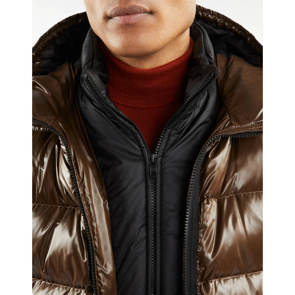 Fay Bruine Gewatteerde Jas met Capuchon Brown Heren