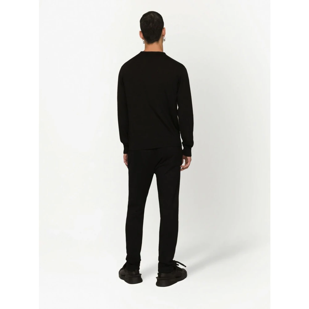 Dolce & Gabbana Zwarte Logo Gebreide Trui Black Heren
