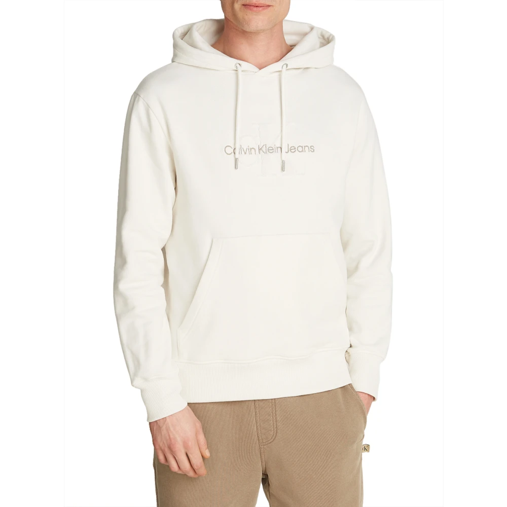 Calvin Klein Chenille Hoodie Sweater Ivoor Beige Heren