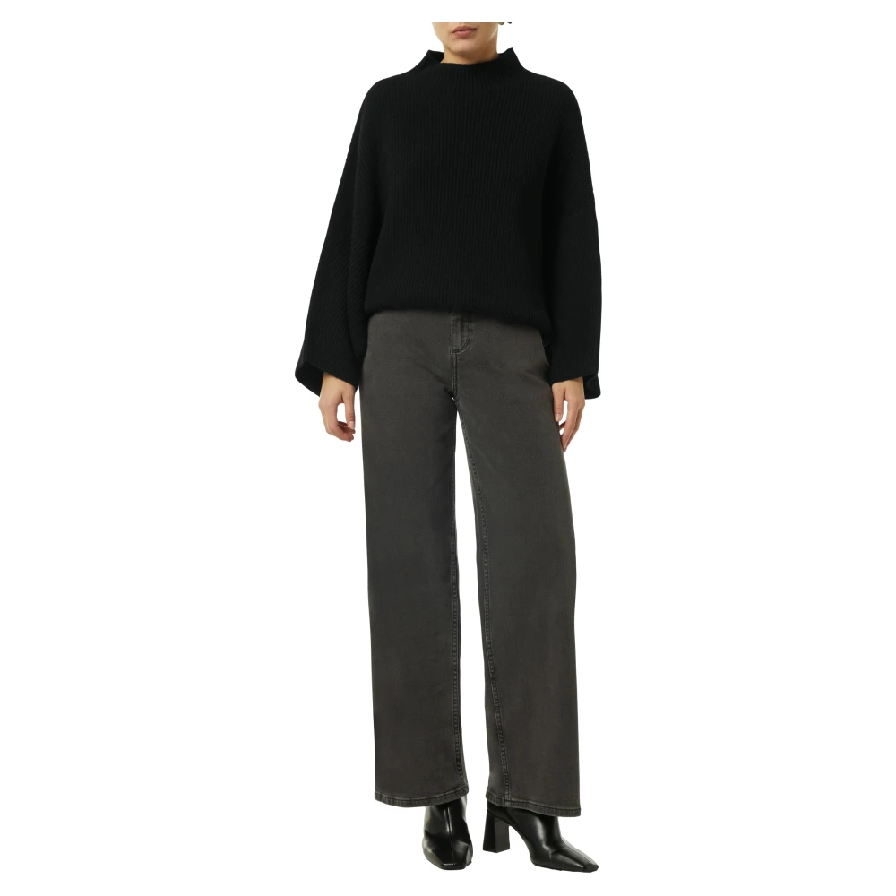 comma Gebreide Poncho met Opstaande Kraag Black Dames