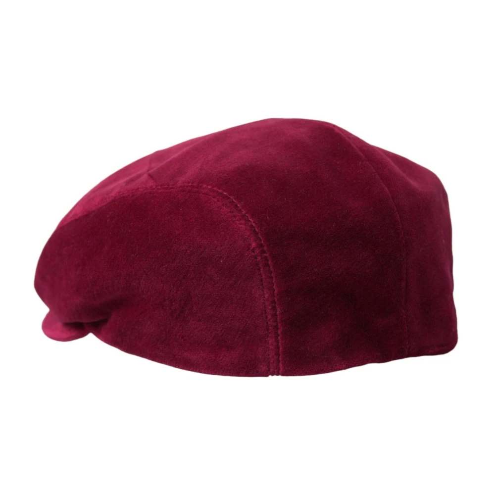 Dolce & Gabbana Maroon Velvet Newsboy Cap Brown Heren