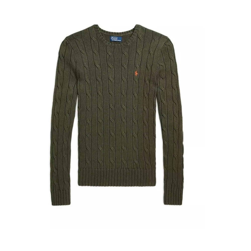 Polo Ralph Lauren Women's Green Round-Neck Knitwear,, Stylish Vesta For A Trendy Look Small