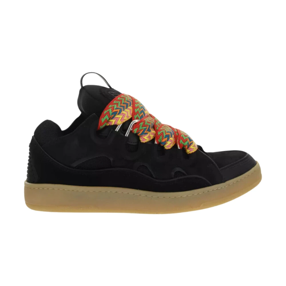 Lanvin Men's Black Sneakers, 11 Uk, Colorful Zigzag Trainers