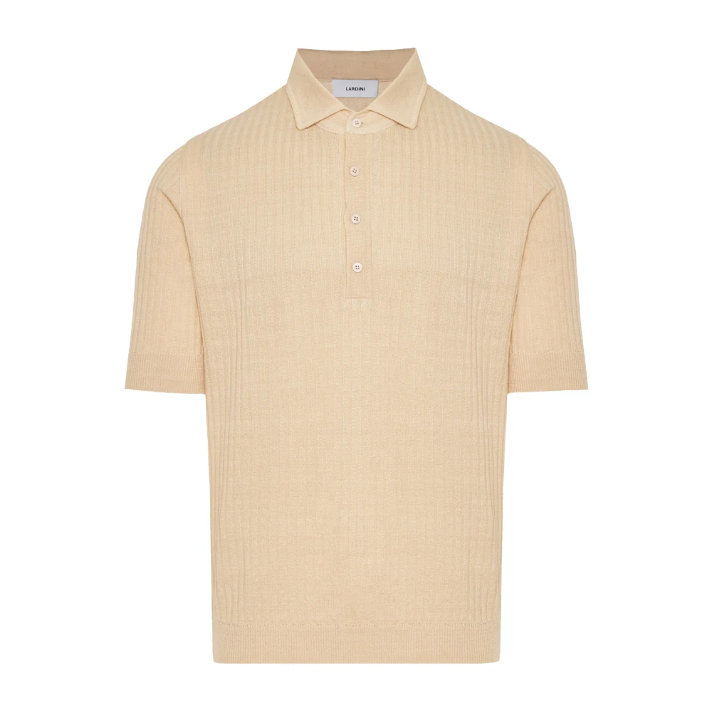 Lardini Linne/bomull polotröja Made in Italy Beige, Herr