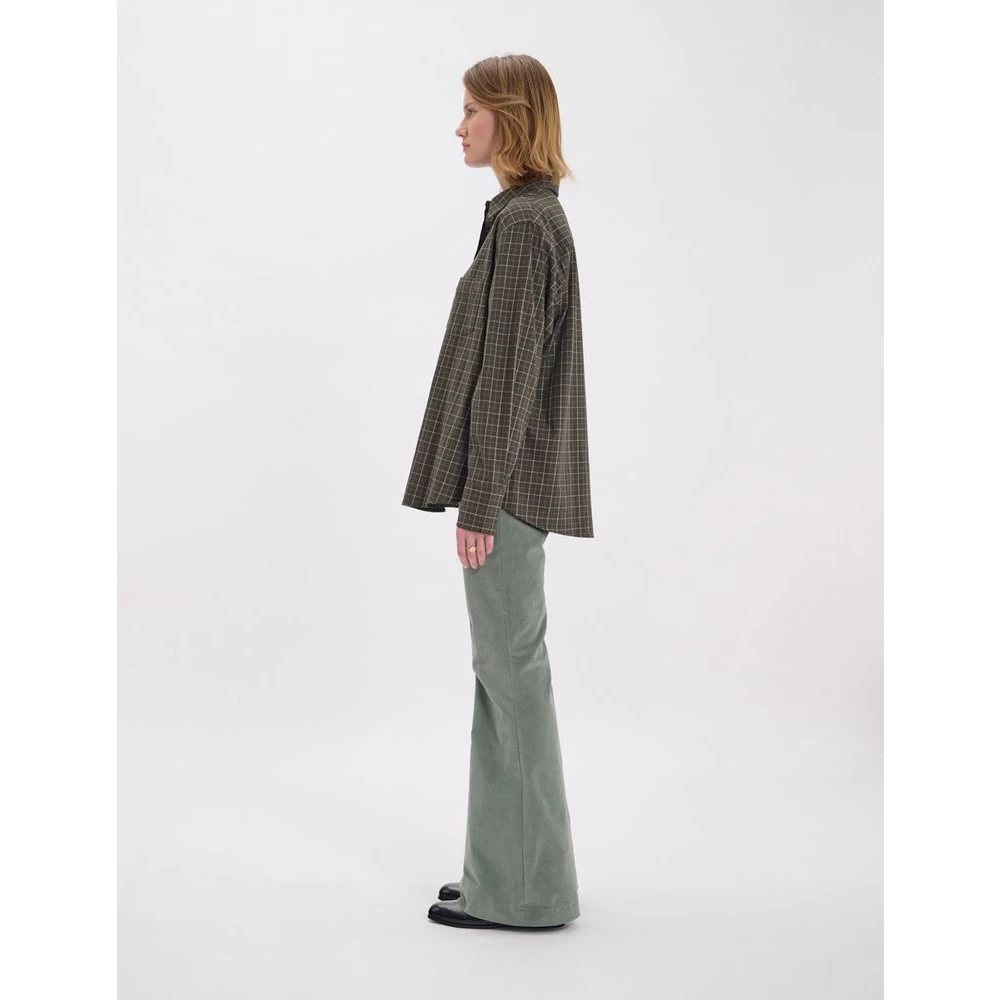 Ines De La Fressange Paris Maureen khaki katoenen geruite overhemd Green Dames