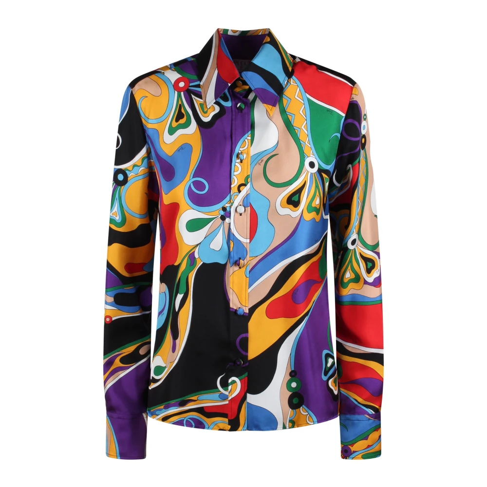 EMILIO PUCCI Zijden Orchidee Print Shirt Multicolor Dames